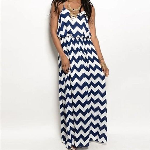 *Clearance* Cals Navy Striped Dress - Picture 1 of 3